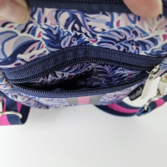 Simply Southern Neobag Blue Leaf Print Mini Crossbody Bag with Striped Strap - Picture 8 of 9